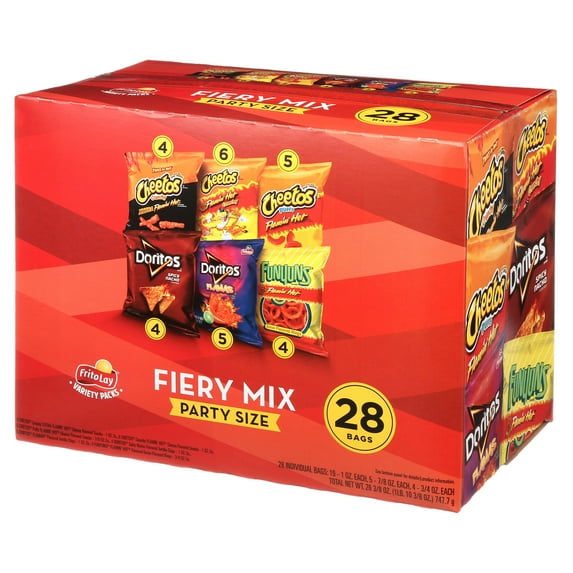 Frito-Lay Fiery Mix Variety Pack , Party Mix, 28 Count pack of 2