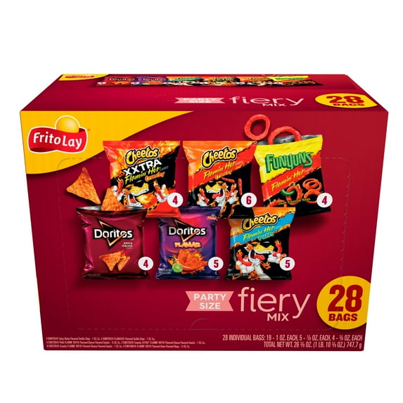 Frito-Lay Fiery Mix Variety Pack Snack Chips, 28 Count Multipack
