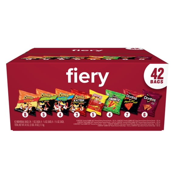 Frito-Lay Fiery Mix Variety Snacks, 1 oz Bags 42 Count Multipack
