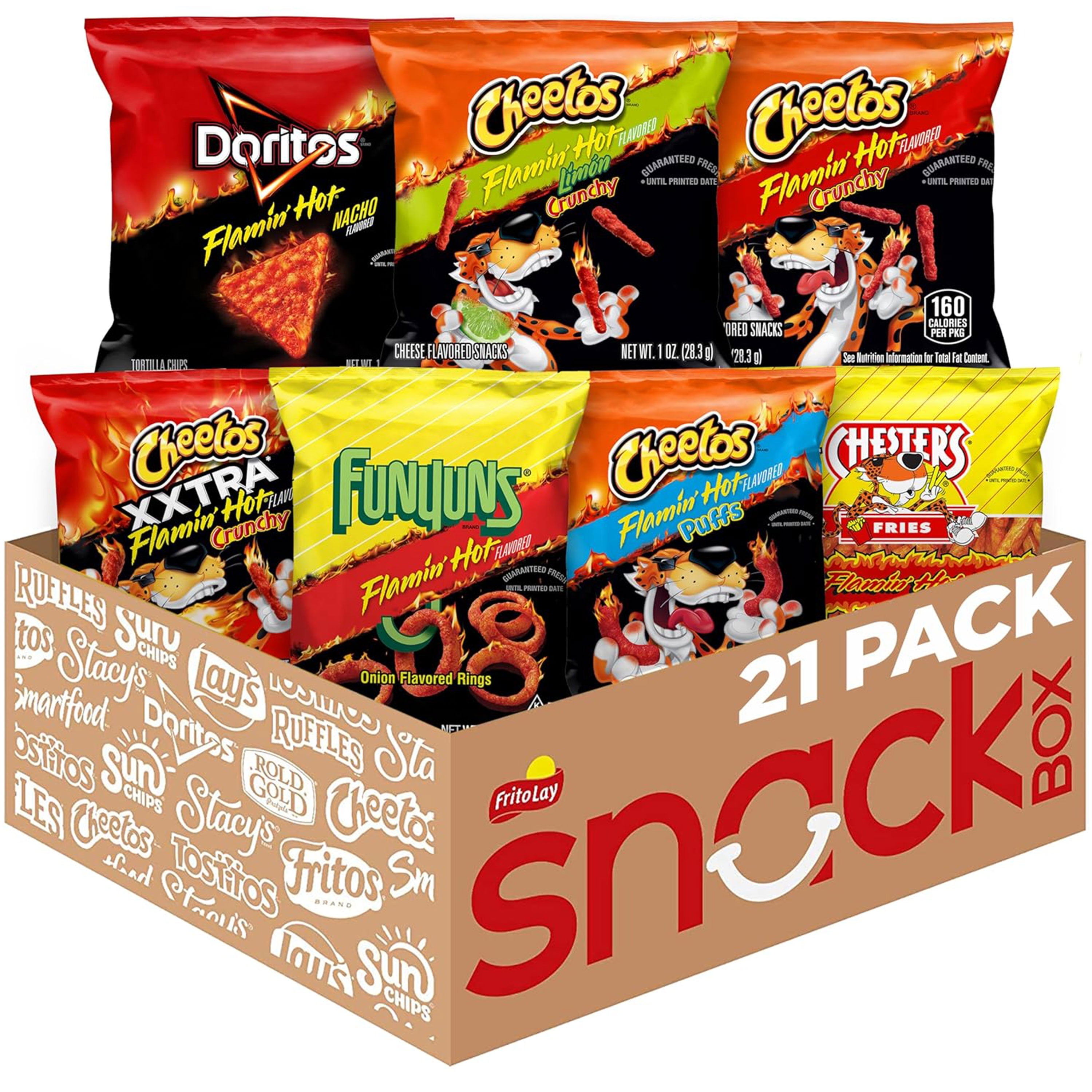 Frito-Lay Flamin' Hot Mix Snack Chips, Variety Pack (Pack of 21)