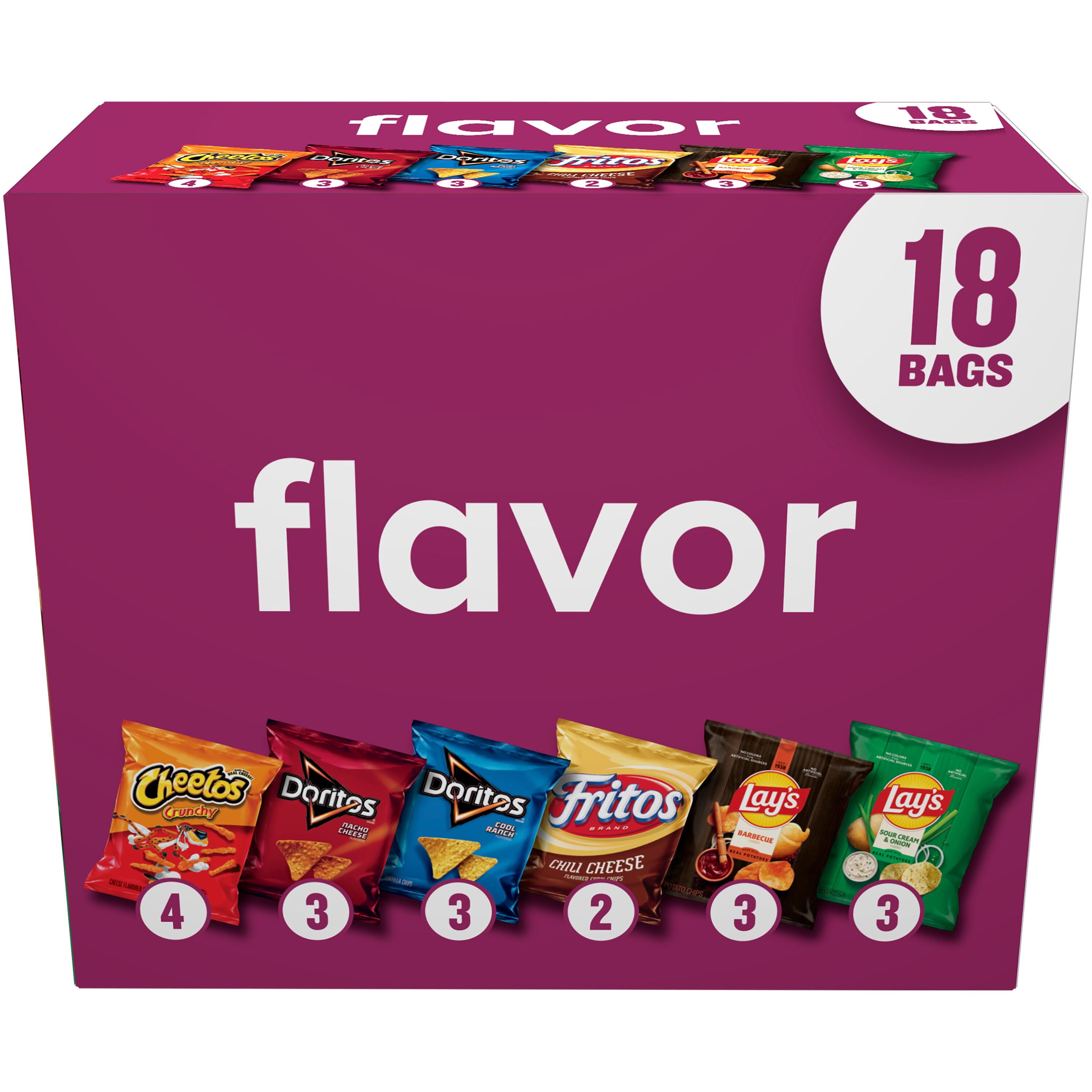 Frito-Lay Flavor Mix Snack Chips Variety, 18 Pack