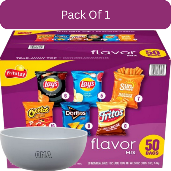 Frito-Lay Flavor Mix Snack Variety Pack Chips, 50 Count with white bowl by OMA