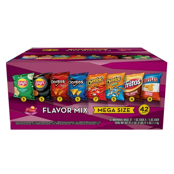 Frito-Lay Flavor Mix Snacks Variety Pack, Mega Size, 42 Count