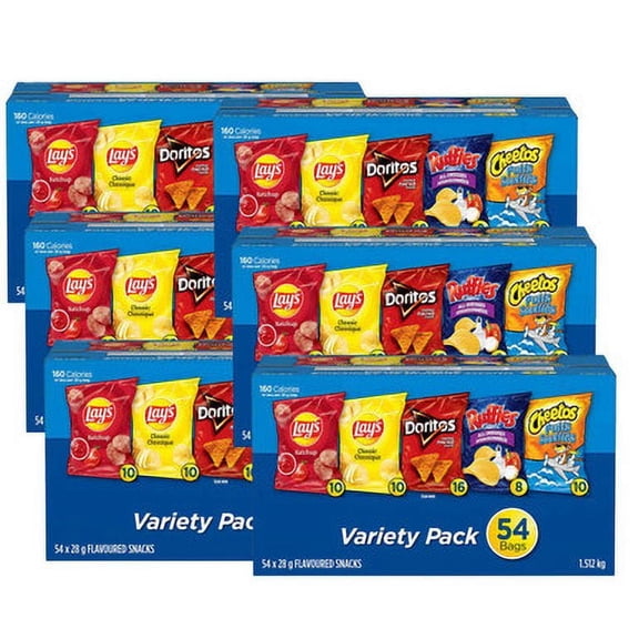 Frito-Lay Flavoured Snacks Variety Pack - 54 28g, 6/Case (Total 324 Bags) | Assorted Snack Flavors