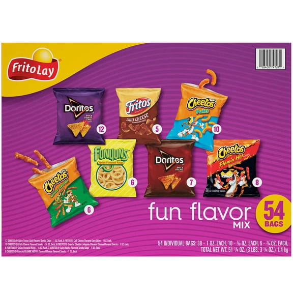 Frito Lay Fun Flavor Mix, Variety Pack, 54 Count