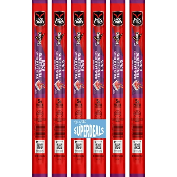 Frito-Lay Jack Link's Meat Stick Doritos Spicy Sweet Chili 0.92 Oz (Pack of 6) Bundled by SUPERDEALS with Mystery Gift