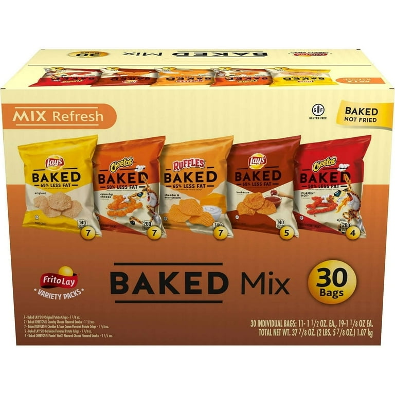 Frito-Lay Oven Baked Mix, Variety Pack, 30 Count, Individual Chip