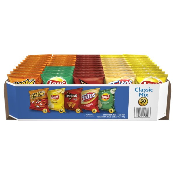 Frito Lay Potato Chips Bags Variety Pack Assorted Flavors 1 Oz Bag 50 Bagscarton