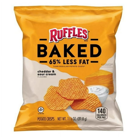 Frito Lay Ruffles® Oven Baked Cheddar & Sour Cream Potato Crisps 1.125 oz. Bag