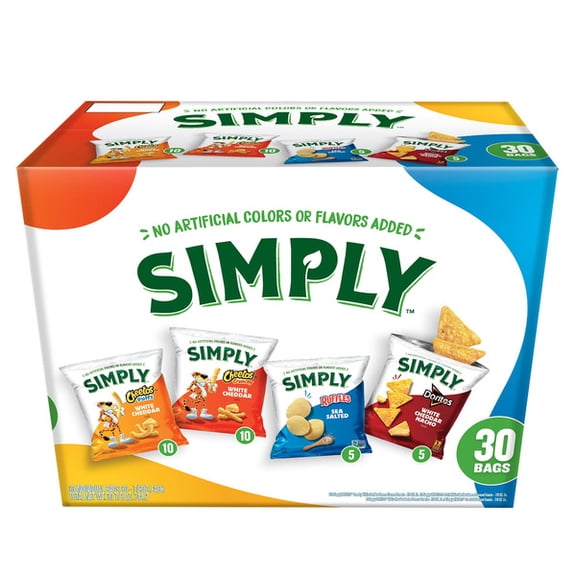 Frito-Lay Simply Variety Pack, 30-Count Assorted Chips & Snacks, Individually Wrapped