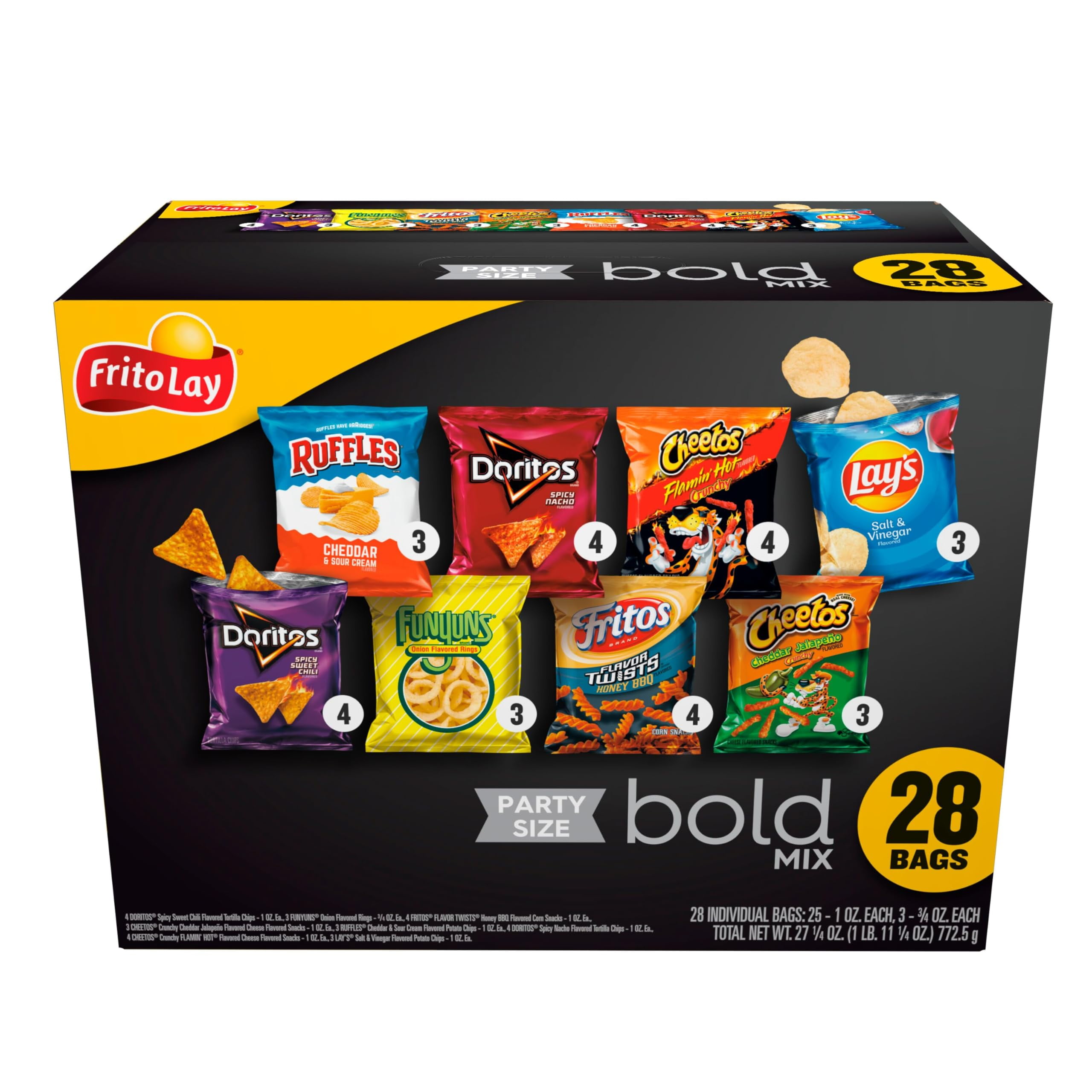 FritoLay Snacks Bold Mix Chips Variety Pack, Doritos, Cheetos, Funyuns