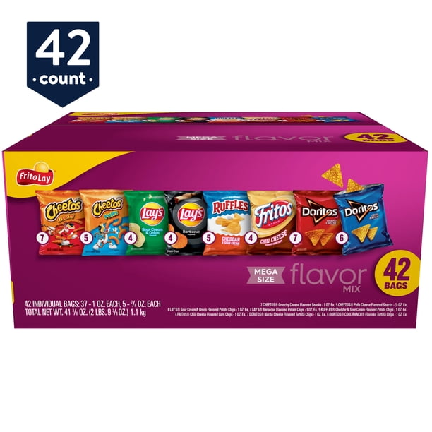 Frito-Lay Snacks Flavor Mix Snack Chips, 42 Count Multipack - breakroom essentials 