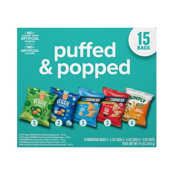 Frito-Lay Snacks Puffed & Popped Mix Variety Packs 9.75 Ounce, 15 Count