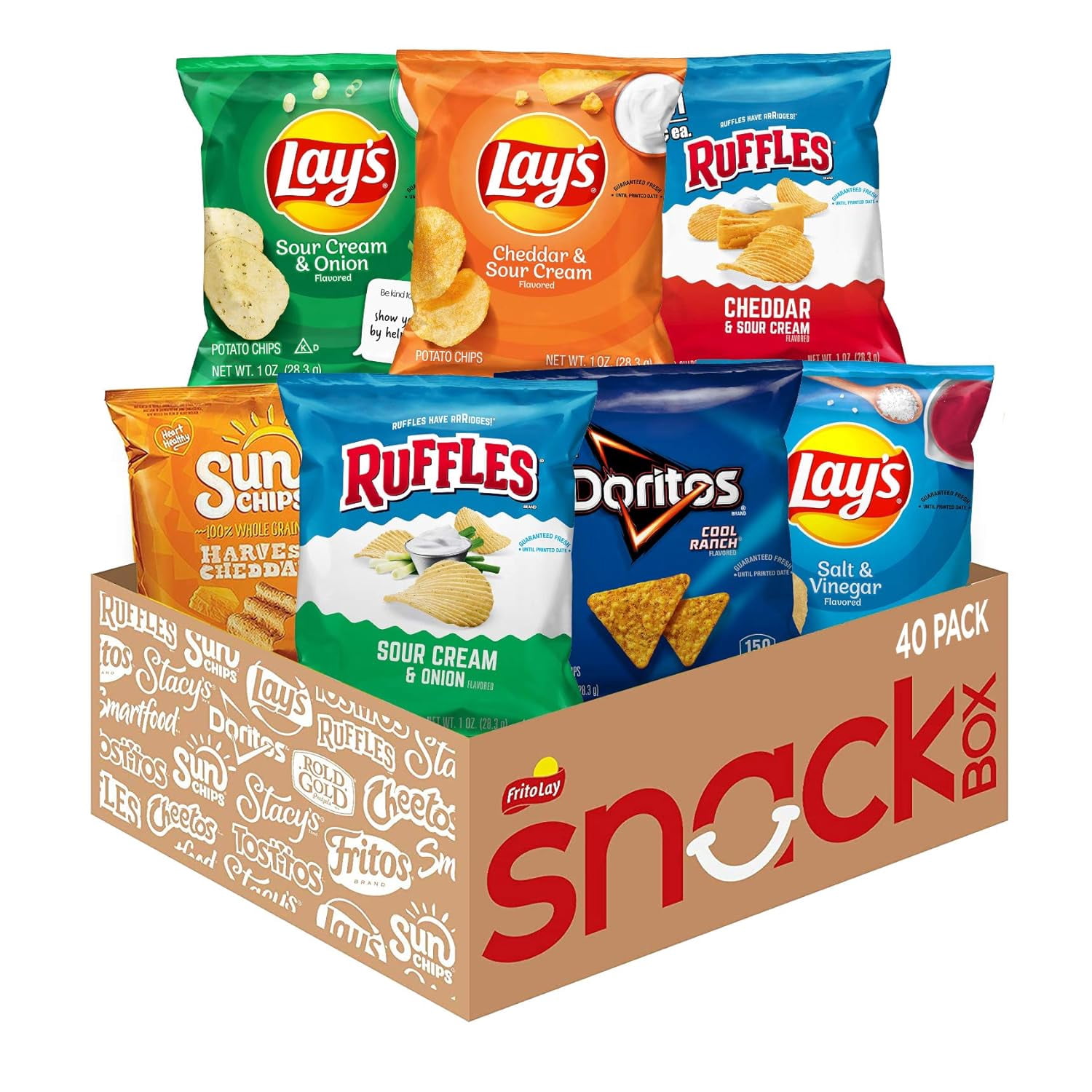 Frito-Lay Tangy Favorites Mix, Variety Pack Snack Chips, 1 oz Bags, 40 Count Multipack
