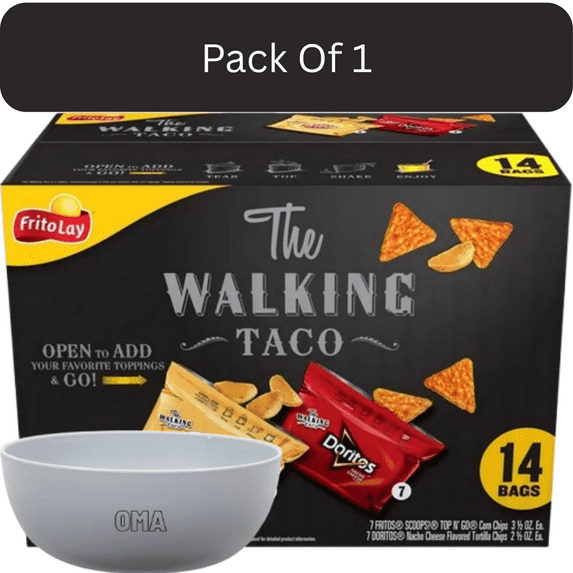 Frito-Lay The Walking Taco Variety Pack – 14 Count-With Olive White Bowl By OMA