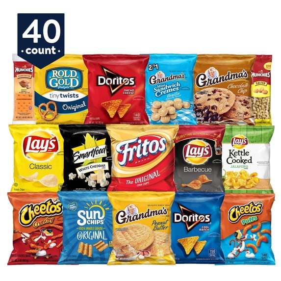 Frito-Lay Ultimate Classic Snacks Package, Variety Assortment of Chips, Cookies, Crackers, & Nuts, 40 Count