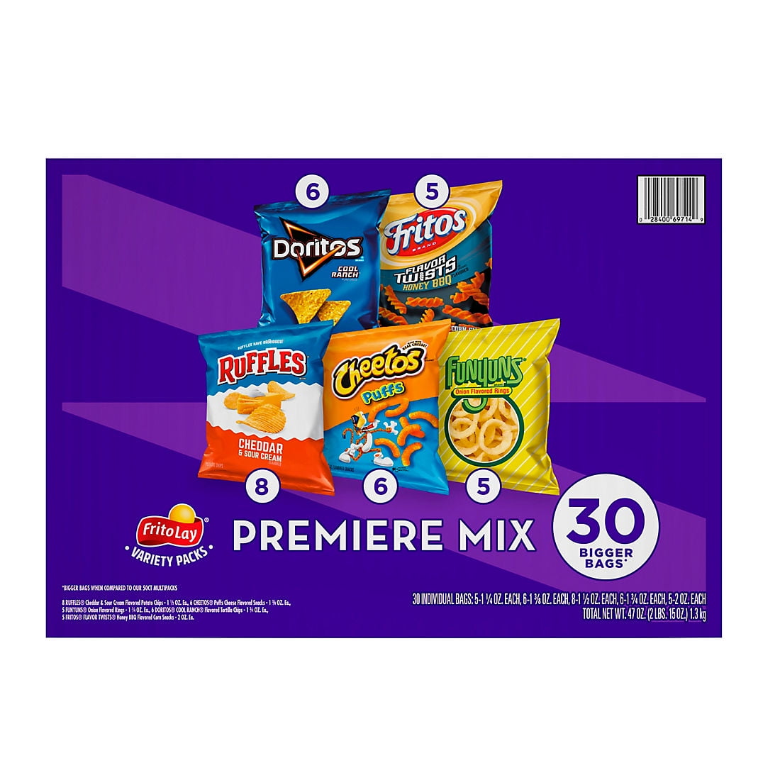 Frito Lay Variety Pack of Snacks and Chips, Premiere Mix, 30 ct