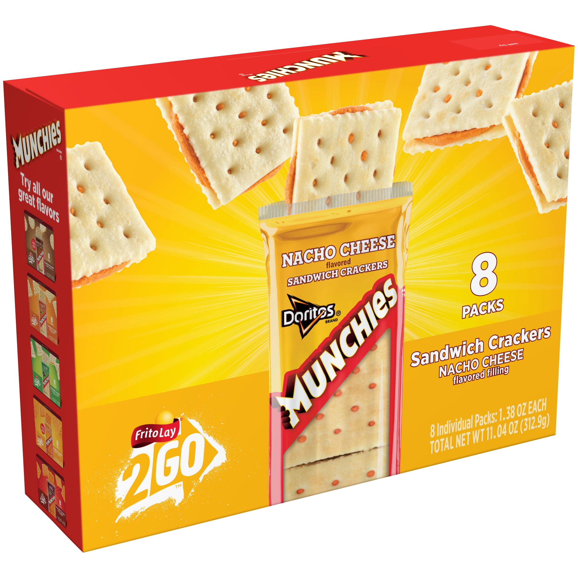 FritoLay 2 Go Munchies Doritos Nacho Cheese Sandwich Cracker, 1.38 Oz