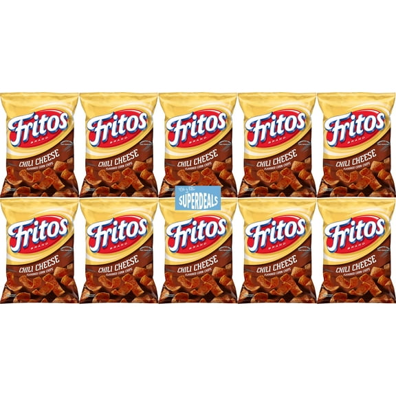 Fritos Corn Chips, Chili Cheese, Bundled by SUPERDEALS with mystery gift, 2-Ounce Large Single Serve Bags (Pack of 10)