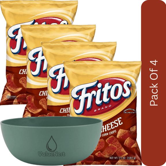 Fritos Corn Chips Chili Cheese Flavored Snack Chips, 9.25 oz Bag with olive green bowl by ValueNest