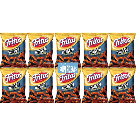 Fritos Corn Chips, Flavor Twists Honey Barbeque, Bundled by SUPERDEALS 2-Ounce Large Single Serve Bags (Pack of 10)