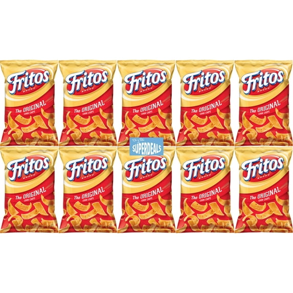 Fritos Corn Chips, Original, Bundled by SUPERDEALS with mystery gift, 2-Ounce Large Single Serve Bags (Pack of 10)