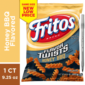 Fritos Flavor Twists Corn Snacks Honey BBQ Flavored 9 1/4 Oz