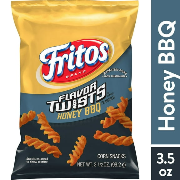 Fritos Flavor Twists Corn Snacks Honey BBQ Flavored Snack Chips, 3.5 oz (Pack of 8)