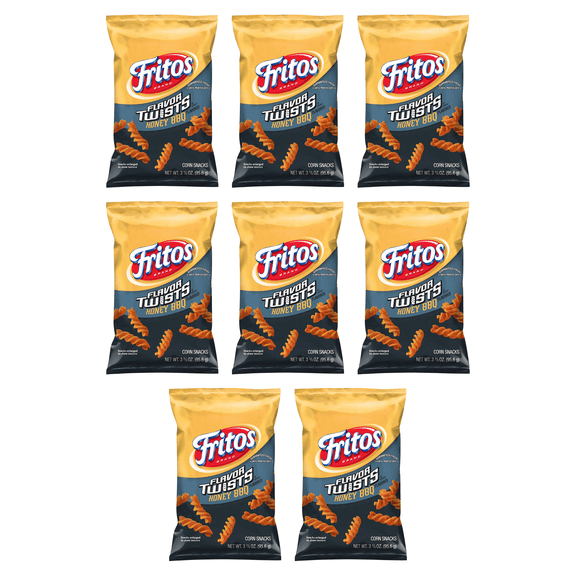 Fritos Flavor Twists Corn Snacks Honey BBQ Flavored Snack Chips, 3.5 oz (Pack of 8)