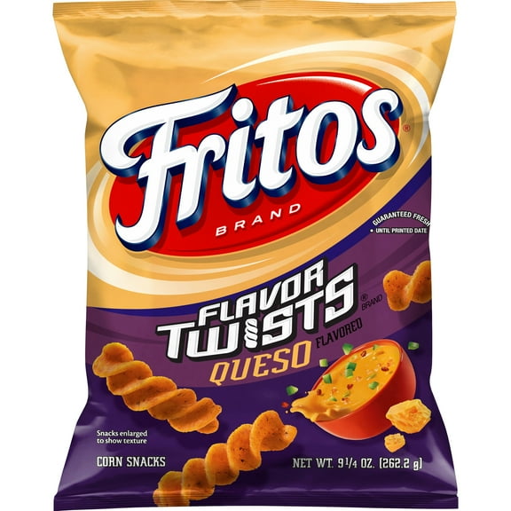 Fritos Flavor Twists Queso Flavored Corn Snack Chips, 9.25 oz Bag