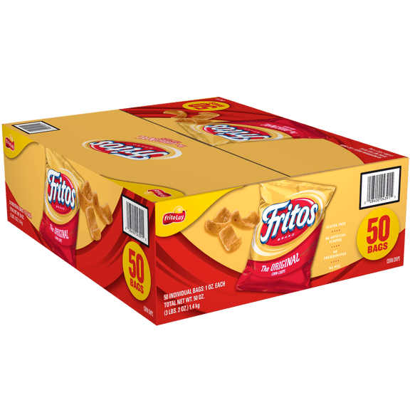 Fritos Original Corn Chips, 50-Count Individually Wrapped 1 oz Snack Bags