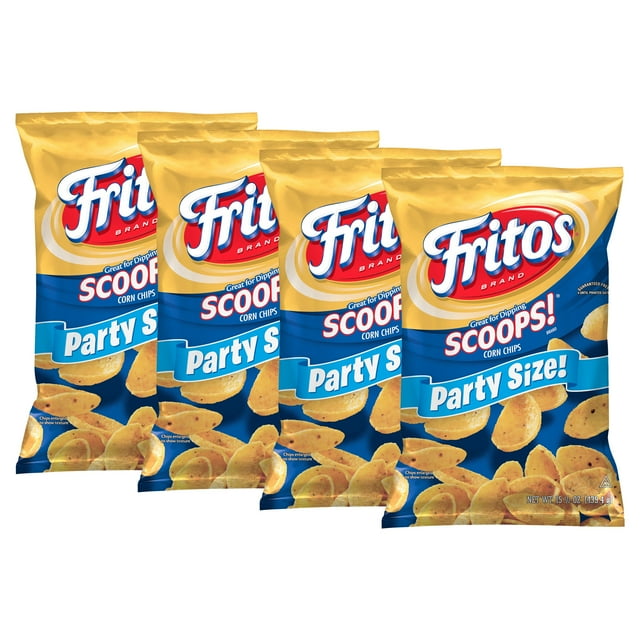 (4 pack) Fritos Scoops! Corn Snacks, Party Size, 15.5 oz Bag