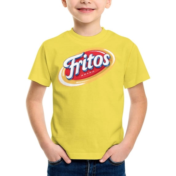 Fritos T-Shirt for Boys Girls, Kids Novelty Crew Neck Tops, Lightweight Short Sleeve Tee, XS-XL