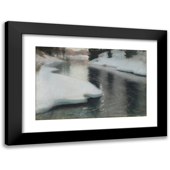 Frits Thaulow 14x11 Black Modern Framed Museum Art Print Titled - Spring Thaw (1887)