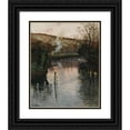 thumbnail image 1 of Frits Thaulow 15x18 Black Ornate Wood Framed Double Matted Museum Art Print Titled - School Sun on the Arques in Pequigny, 1 of 5