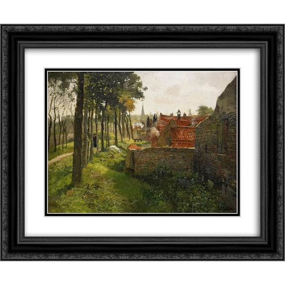 Frits Thaulow 2x Matted 24x20 Black Ornate Framed Art Print 'The Priest'