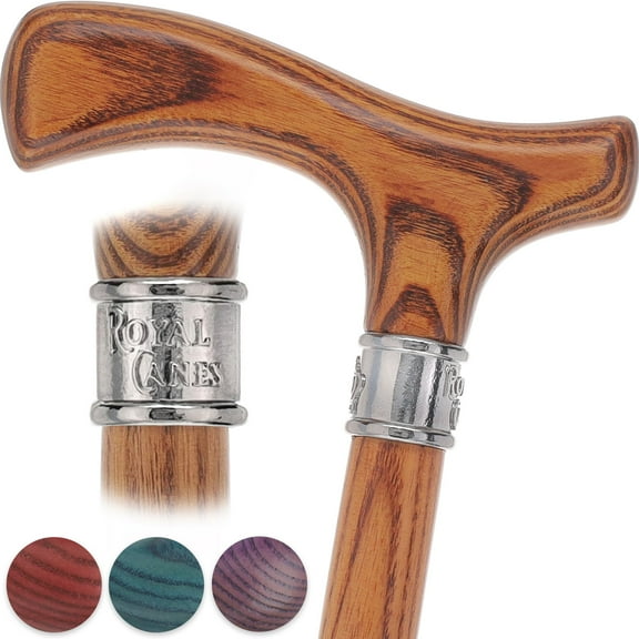 Fritz Comfort Cane – Matching Stained Wood Handle & Shaft Arthritis-Friendly Grip, Walking Stick for Men and Women, Walking Cane