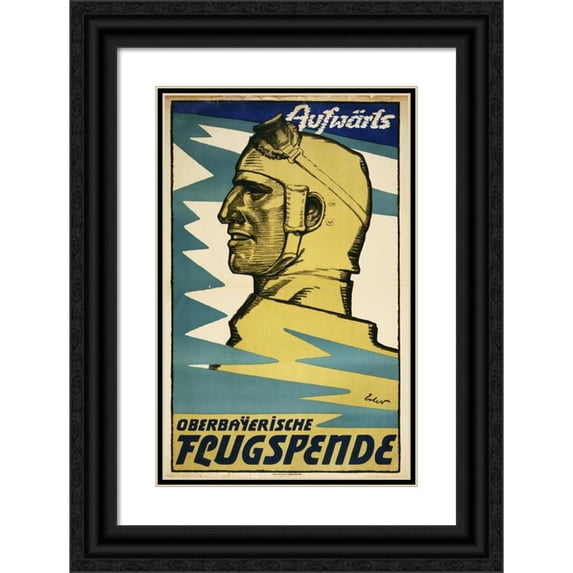Fritz Erler 11x14 Black Ornate Wood Framed Double Matted Museum Art Print Titled: Up, Upper Bavarian Flight Donation (1916)