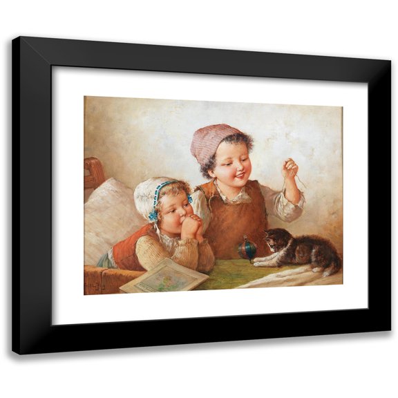 Fritz Ilg 14x12 Black Modern Framed Museum Art Print Titled - Cat Games