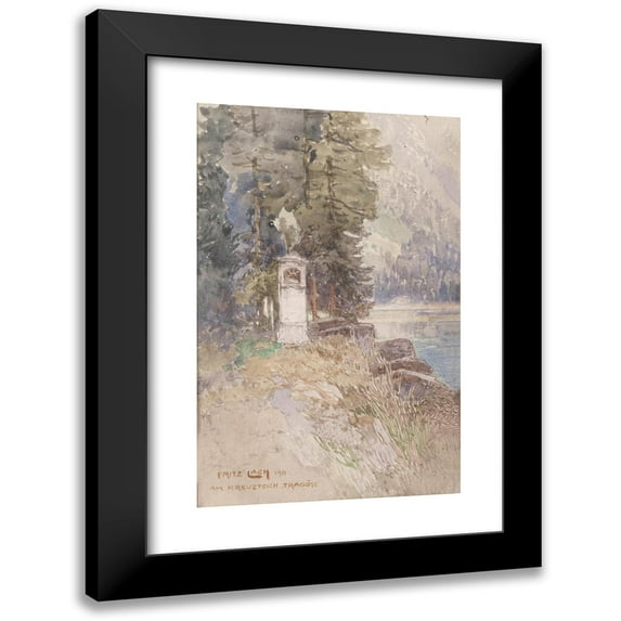 Fritz Lach 11x14 Black Modern Framed Museum Art Print Titled - At the Kreuzteich Tragoss (1911)