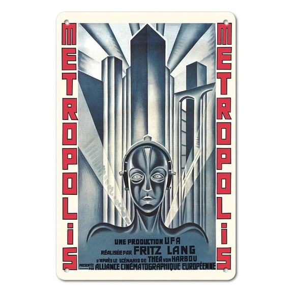 Fritz Lang Metropolis - Vintage French Film Movie Poster c.1927 - 8 x 12 inch Vintage Metal Tin Sign