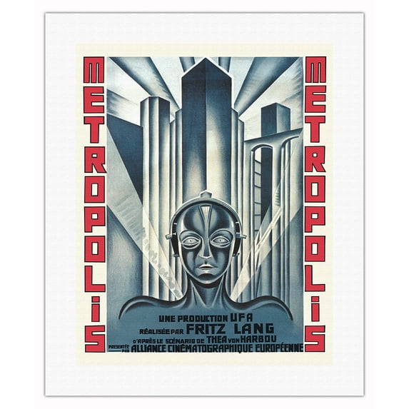 Fritz Lang Metropolis - Vintage French Film Movie Poster c.1927 - Fine Art Rolled Canvas Print (Unframed) 16in x 20in