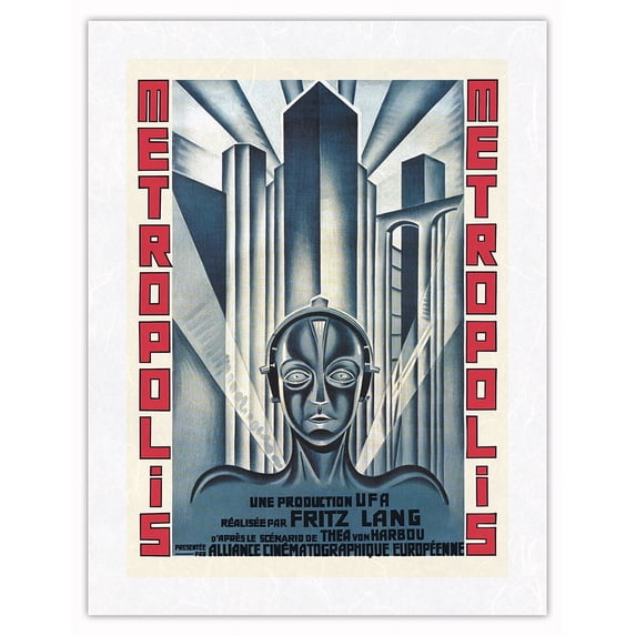 Fritz Lang Metropolis - Vintage French Film Movie Poster c.1927 - Japanese Unryu Rice Paper Art Print (Unframed) 17 x 22 in