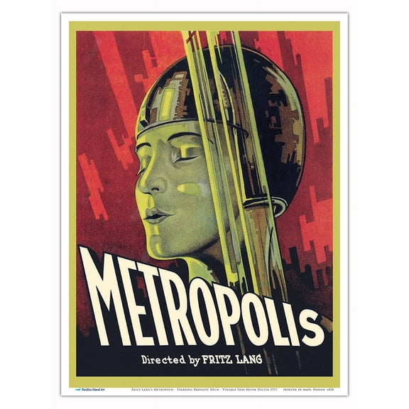 Fritz Lang’s Metropolis - Starring Bridgitt Helm - Vintage Film Movie Poster c.1927 - Master Art Print (Unframed) 9in x 12in