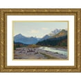 thumbnail image 1 of Fritz Müller-Landeck 14x11 Gold Ornate Wood Frame and Double Matted Museum Art Print Titled - Tal Bei Schloss Linderhof, 1 of 4