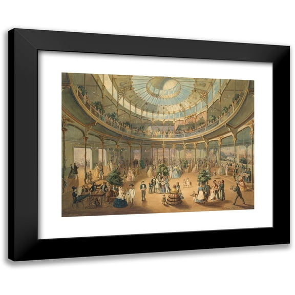 Fritz Meyer 14x11 Black Modern Framed Museum Art Print Titled - Inner View of the German Volks Winter Garden. IInterior of the German Winter Garden. 45 Bowery, New York (1856)