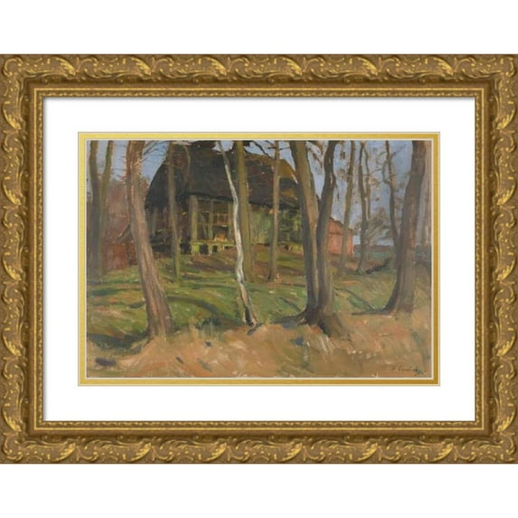 Fritz Overbeck 18x14 Gold Ornate Wood Frame and Double Matted Museum Art Print Titled - Homesto in Weyermoor (1900)