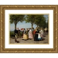 thumbnail image 1 of Fritz Paulsen 14x12 Gold Ornate Wood Frame and Double Matted Museum Art Print Titled - A Promenade, 1 of 4
