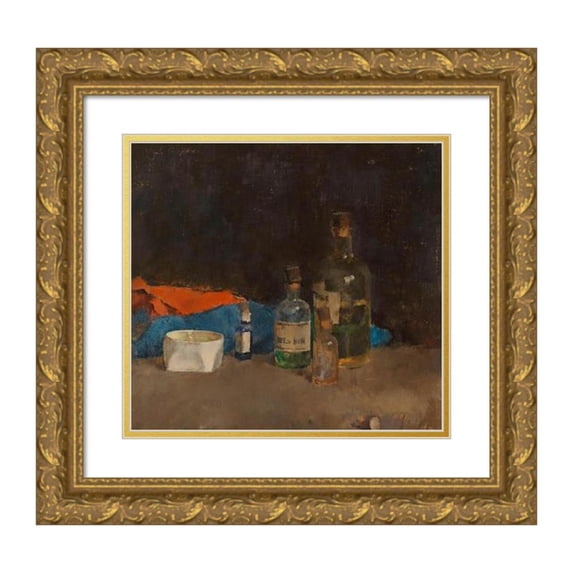 Fritz Rojka 21x20 Gold Ornate Framed and Double Matted Museum Art Print Titled - Still Life with Ink Cup (Around 1920)