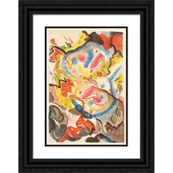 Fritz Stuckenberg 11x14 Black Ornate Wood Framed Double Matted Museum Art Print Titled: Forms (1922)